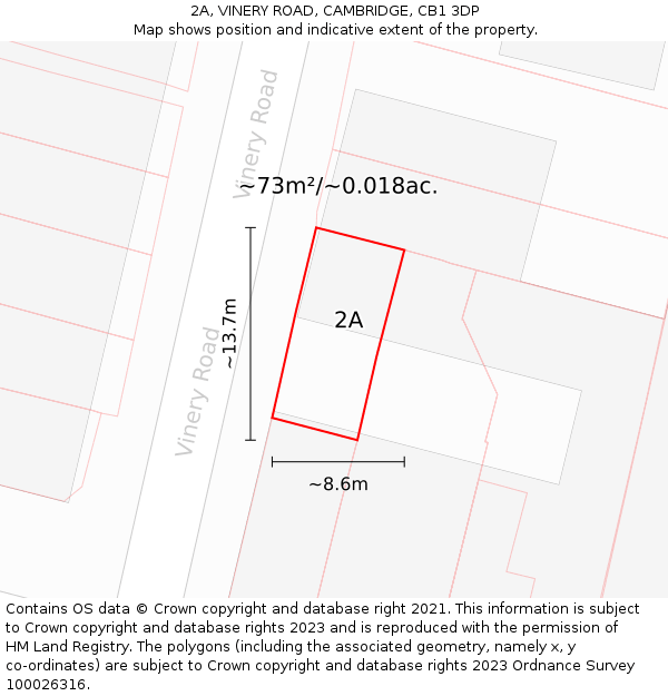 2A, VINERY ROAD, CAMBRIDGE, CB1 3DP: Plot and title map