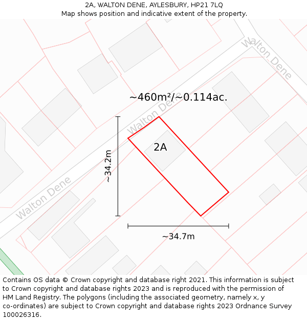 2A, WALTON DENE, AYLESBURY, HP21 7LQ: Plot and title map