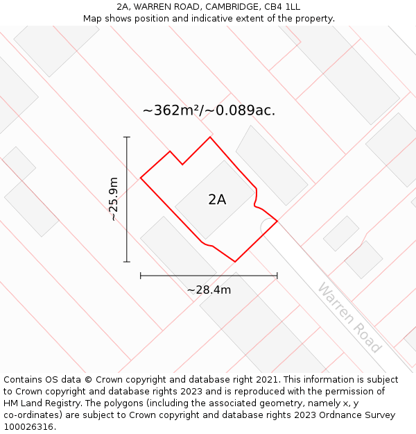 2A, WARREN ROAD, CAMBRIDGE, CB4 1LL: Plot and title map