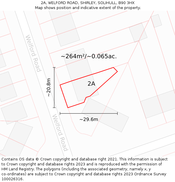 2A, WELFORD ROAD, SHIRLEY, SOLIHULL, B90 3HX: Plot and title map