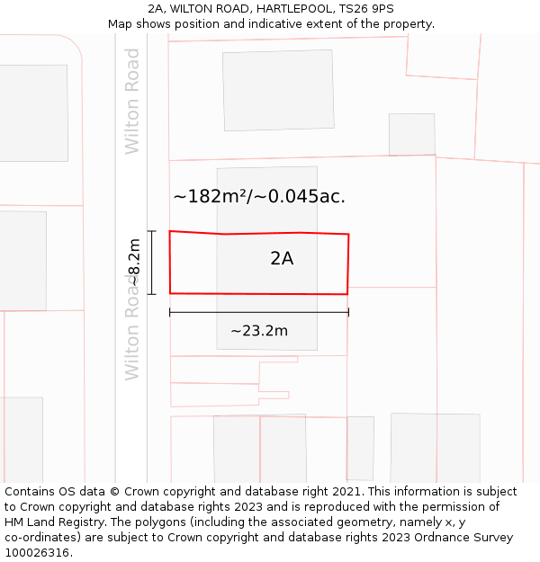 2A, WILTON ROAD, HARTLEPOOL, TS26 9PS: Plot and title map