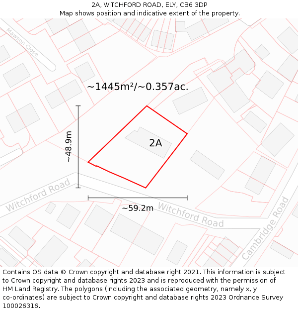 2A, WITCHFORD ROAD, ELY, CB6 3DP: Plot and title map