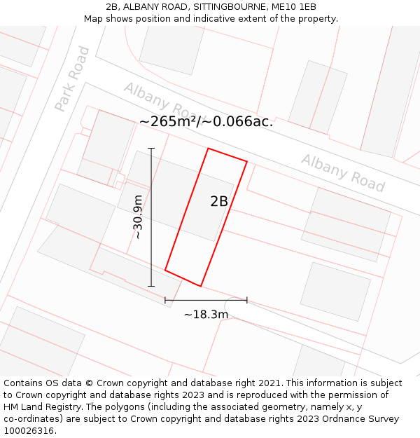 2B, ALBANY ROAD, SITTINGBOURNE, ME10 1EB: Plot and title map