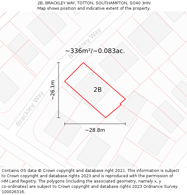 2B, BRACKLEY WAY, TOTTON, SOUTHAMPTON, SO40 3HN: Plot and title map