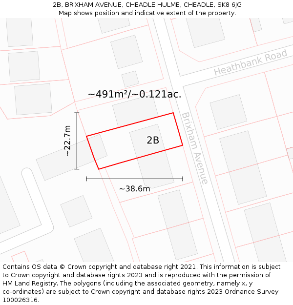 2B, BRIXHAM AVENUE, CHEADLE HULME, CHEADLE, SK8 6JG: Plot and title map