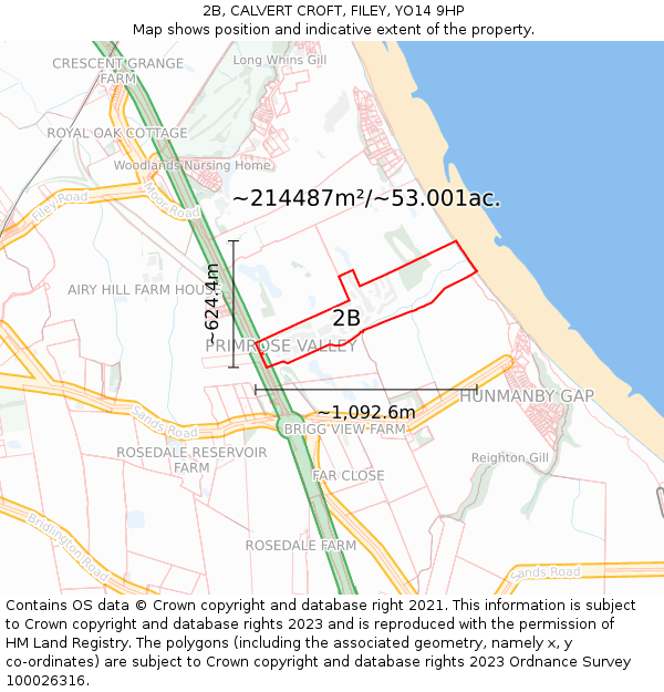 2B, CALVERT CROFT, FILEY, YO14 9HP: Plot and title map