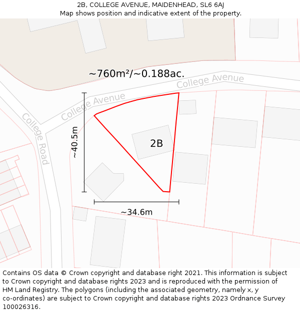 2B, COLLEGE AVENUE, MAIDENHEAD, SL6 6AJ: Plot and title map
