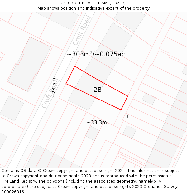 2B, CROFT ROAD, THAME, OX9 3JE: Plot and title map