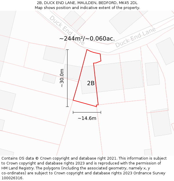 2B, DUCK END LANE, MAULDEN, BEDFORD, MK45 2DL: Plot and title map