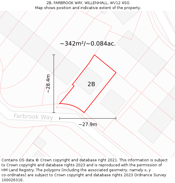 2B, FARBROOK WAY, WILLENHALL, WV12 4SG: Plot and title map