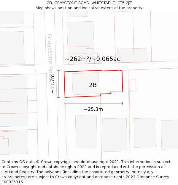 2B, GRAYSTONE ROAD, WHITSTABLE, CT5 2JZ: Plot and title map