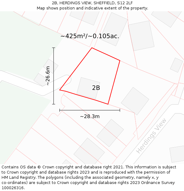 2B, HERDINGS VIEW, SHEFFIELD, S12 2LF: Plot and title map