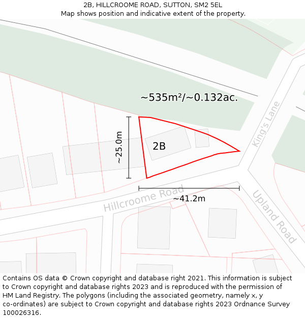 2B, HILLCROOME ROAD, SUTTON, SM2 5EL: Plot and title map