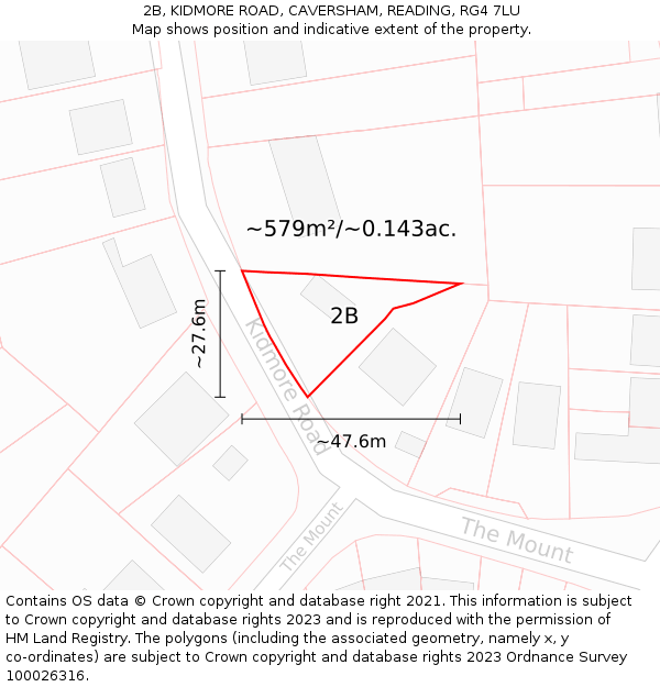 2B, KIDMORE ROAD, CAVERSHAM, READING, RG4 7LU: Plot and title map