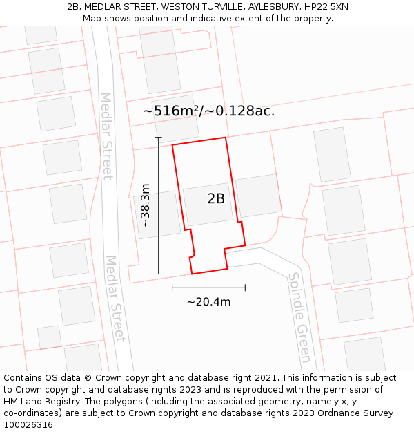 2B, MEDLAR STREET, WESTON TURVILLE, AYLESBURY, HP22 5XN: Plot and title map