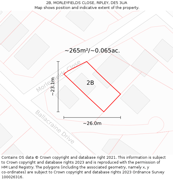 2B, MORLEYFIELDS CLOSE, RIPLEY, DE5 3UA: Plot and title map