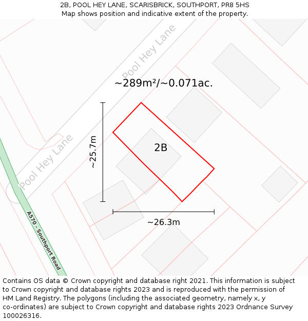 2B, POOL HEY LANE, SCARISBRICK, SOUTHPORT, PR8 5HS: Plot and title map