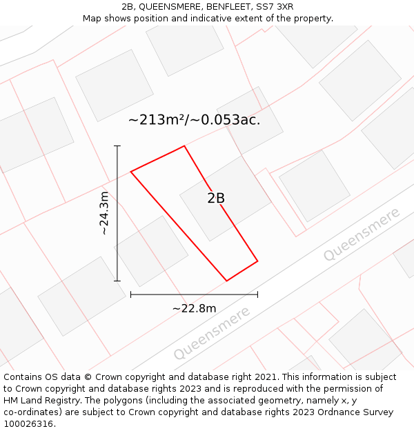 2B, QUEENSMERE, BENFLEET, SS7 3XR: Plot and title map