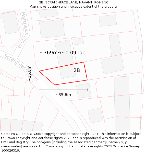 2B, SCRATCHFACE LANE, HAVANT, PO9 3NG: Plot and title map