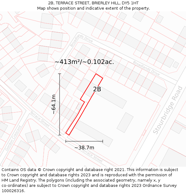 2B, TERRACE STREET, BRIERLEY HILL, DY5 1HT: Plot and title map