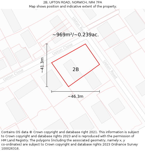 2B, UPTON ROAD, NORWICH, NR4 7PA: Plot and title map