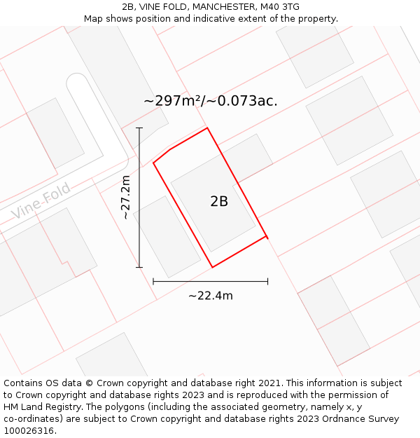 2B, VINE FOLD, MANCHESTER, M40 3TG: Plot and title map