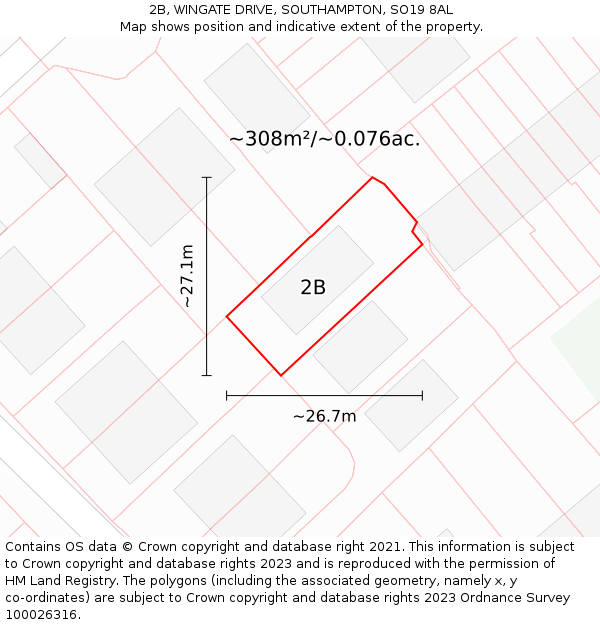 2B, WINGATE DRIVE, SOUTHAMPTON, SO19 8AL: Plot and title map