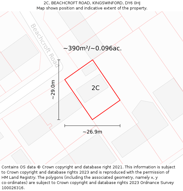 2C, BEACHCROFT ROAD, KINGSWINFORD, DY6 0HJ: Plot and title map