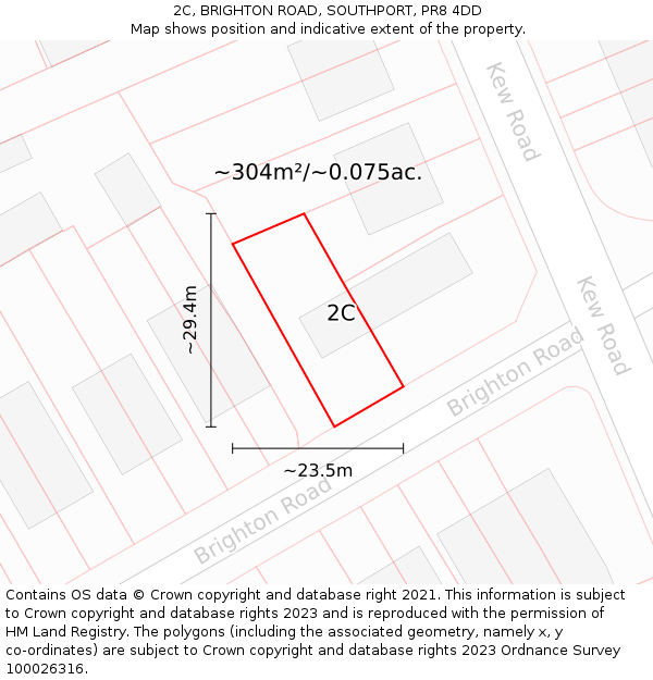 2C, BRIGHTON ROAD, SOUTHPORT, PR8 4DD: Plot and title map