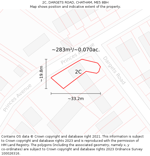 2C, DARGETS ROAD, CHATHAM, ME5 8BH: Plot and title map