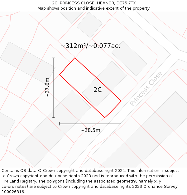 2C, PRINCESS CLOSE, HEANOR, DE75 7TX: Plot and title map