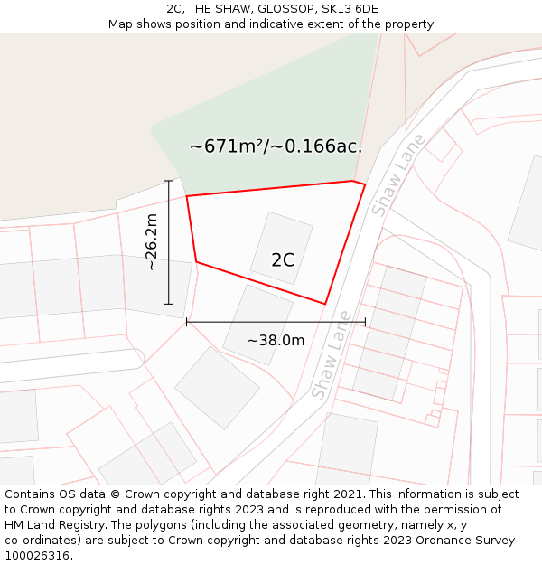 2C, THE SHAW, GLOSSOP, SK13 6DE: Plot and title map