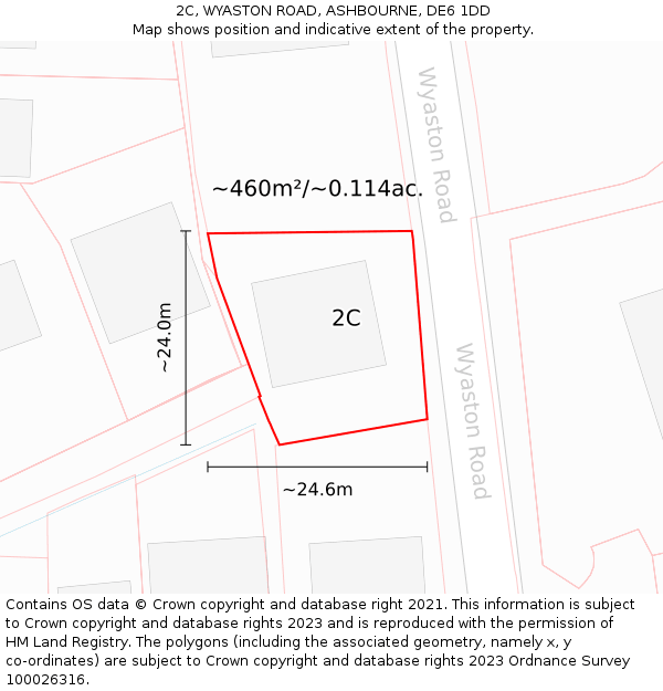 2C, WYASTON ROAD, ASHBOURNE, DE6 1DD: Plot and title map