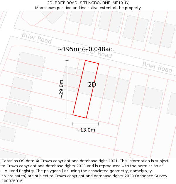 2D, BRIER ROAD, SITTINGBOURNE, ME10 1YJ: Plot and title map