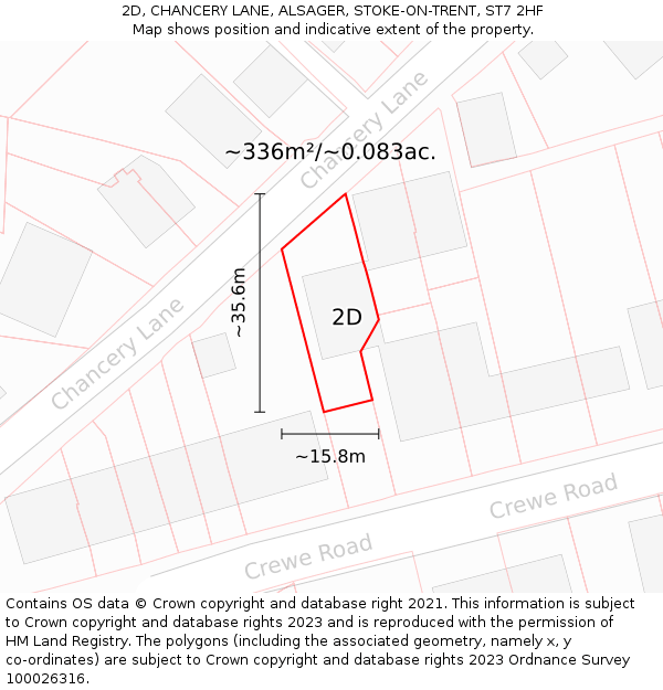 2D, CHANCERY LANE, ALSAGER, STOKE-ON-TRENT, ST7 2HF: Plot and title map