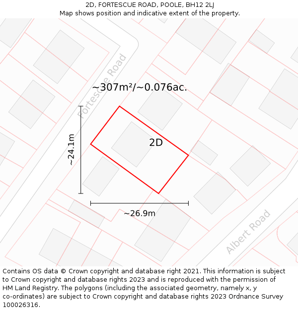 2D, FORTESCUE ROAD, POOLE, BH12 2LJ: Plot and title map