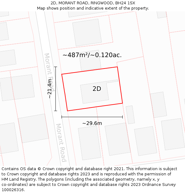 2D, MORANT ROAD, RINGWOOD, BH24 1SX: Plot and title map