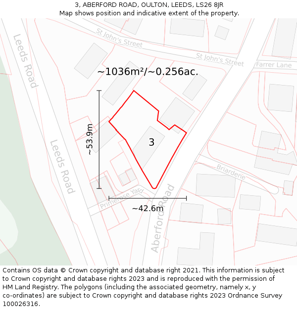 3, ABERFORD ROAD, OULTON, LEEDS, LS26 8JR: Plot and title map