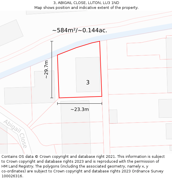 3, ABIGAIL CLOSE, LUTON, LU3 1ND: Plot and title map
