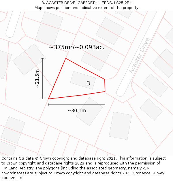 3, ACASTER DRIVE, GARFORTH, LEEDS, LS25 2BH: Plot and title map