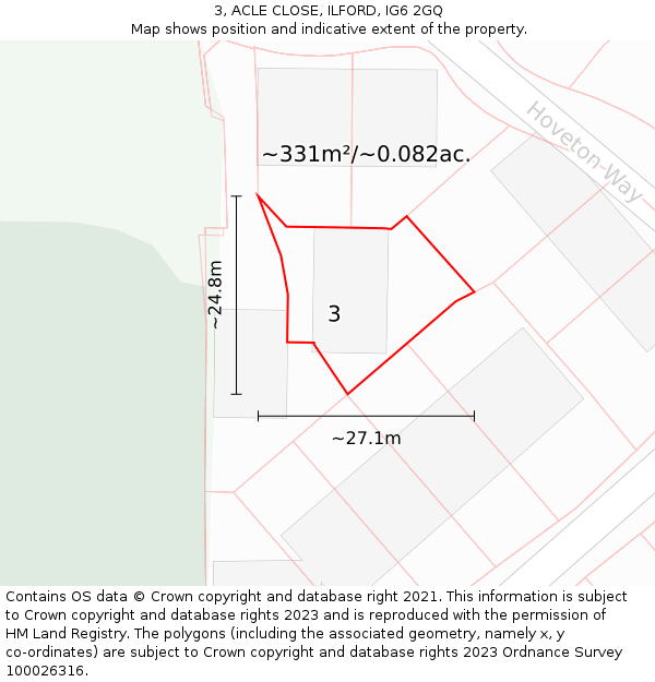 3, ACLE CLOSE, ILFORD, IG6 2GQ: Plot and title map