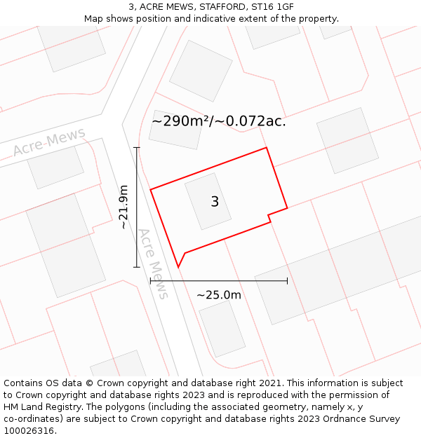 3, ACRE MEWS, STAFFORD, ST16 1GF: Plot and title map