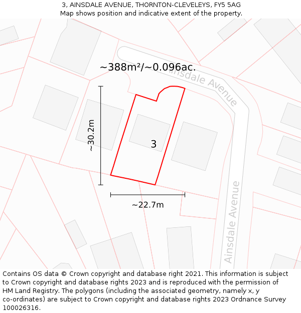 3, AINSDALE AVENUE, THORNTON-CLEVELEYS, FY5 5AG: Plot and title map