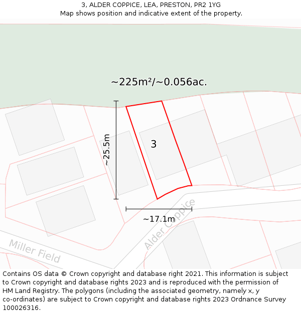 3, ALDER COPPICE, LEA, PRESTON, PR2 1YG: Plot and title map