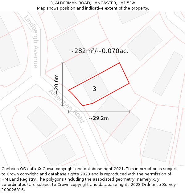 3, ALDERMAN ROAD, LANCASTER, LA1 5FW: Plot and title map