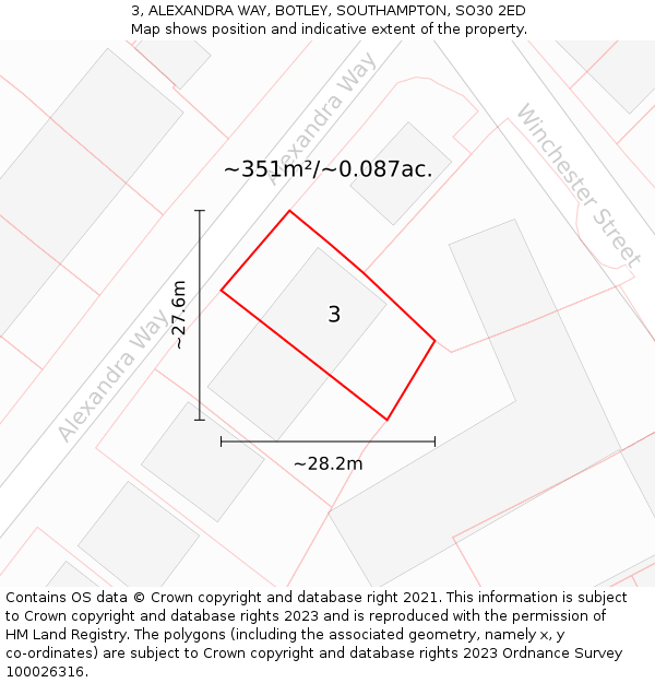 3, ALEXANDRA WAY, BOTLEY, SOUTHAMPTON, SO30 2ED: Plot and title map