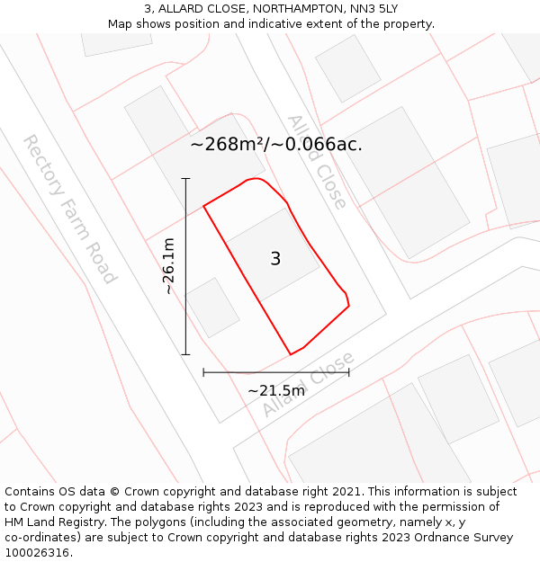 3, ALLARD CLOSE, NORTHAMPTON, NN3 5LY: Plot and title map
