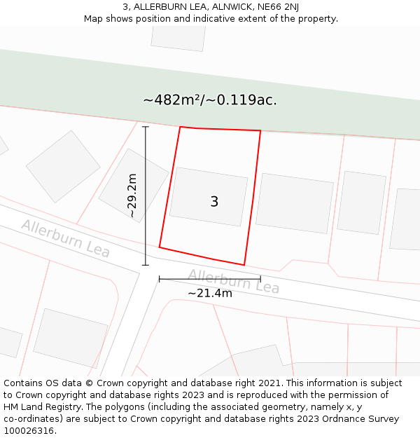 3, ALLERBURN LEA, ALNWICK, NE66 2NJ: Plot and title map