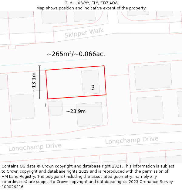 3, ALLIX WAY, ELY, CB7 4QA: Plot and title map