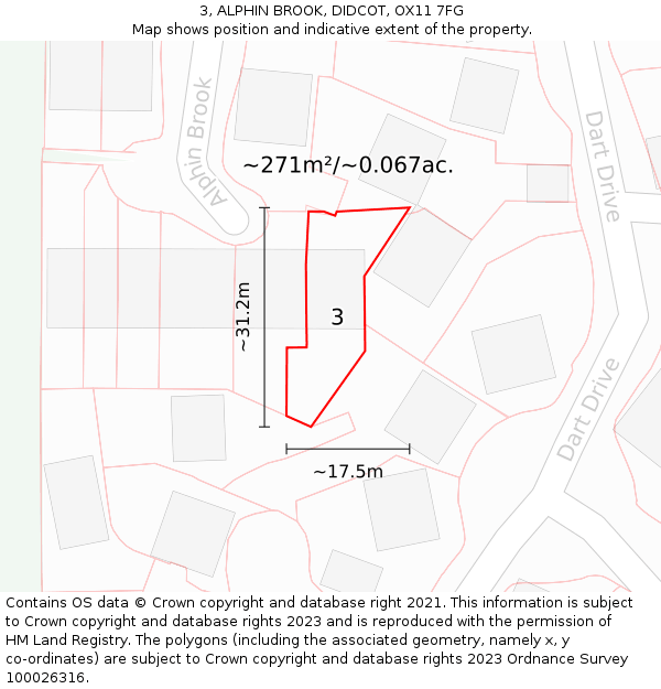 3, ALPHIN BROOK, DIDCOT, OX11 7FG: Plot and title map